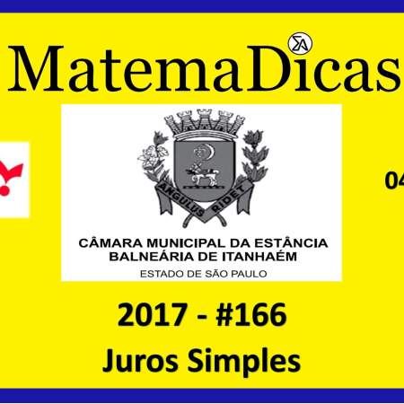 juros simples vunesp 2018 resolução de exercícios e questões de provas concursos e vestibulares câmara municipal estância balneária de itanhaém