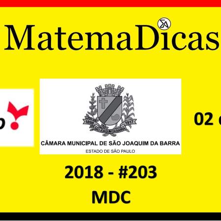 MDC Vunesp 2018 resolução de exercícios e questões de provas concursos e vestibulares câmara municipal são joaquim da barra