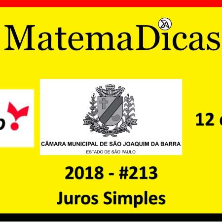 juros simples Vunesp 2018 resolução de exercícios e questões de provas concursos e vestibulares câmara municipal de são joaquim da barra